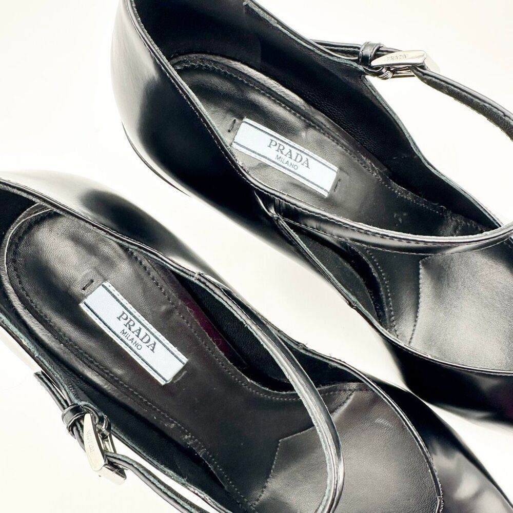 PRADA Modellerie Black Mary Jane Heels Size 40 US 9.5 Pointed Square Toe Pump - Picture 7 of 15